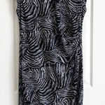 CHAUS Black & White Zebra Animal Print Cap Sleeve Sheath Career Dress Sz S Photo 0
