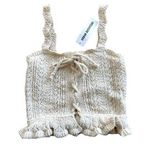 Urban Outfitters  - Carmella Ruffle Knit Cami Tank Top in Beige Photo 0