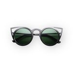 new Laser Cut Round Metal Mirror Lens Sunglasses ☀︎︎ Shiny Black / Silver Lens Photo 14