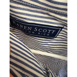 Karen Scott  Vintage Teacher Striped Embroidered Button-Up Shirt Blue/White Large Photo 9