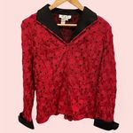 D&Y Vintage 80’s tuxedo rad 3D swirl mesh black collar french cuff zip front jacket Photo 1