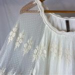 XCVI Ivory Crochet Fringe Long Sleeve Mini Dress L Photo 2