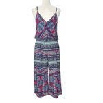 Tommy Bahama  Blouson Jumpsuit L $148 Wide Leg Stretch Tropical Beachy Pockets‎ Photo 7