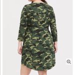 Torrid  Green Camo Challis Zip Front shirt Dress Photo 2