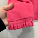 Talbots Pink Ruffle Neck Sweatshirt L 100% Cotton Button Detail Preppy Cozy Chic Photo 3