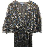 Modcloth Dramatic Depths Velvet Dress LARGE Floral Burnout Black Faux Wrap Chic Photo 2