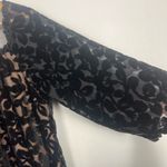 Foxiedox Anthropologie  Burnout Velvet 3/4 length sleeves mini dress black size S Photo 2