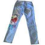 Venus Heart Floral Embroidered Jeans Women’s Size 6 Light Wash Y2K Boho Denim Photo 4