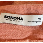 Sonoma  Size 2X Peach White Stripe Cotton Top Shirt Square‎ Neck Flutter Sleeves Photo 4