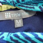 Title Nine Title Nine Pullover Navy Knit Hoodie with Patterned Hood Size M Photo 5