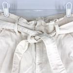 EXPRESS Shortie Extreme High Rise with Tie Belt Paper Bag Shorts Cream Size 6 Photo 3