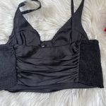 ZARA Black Satin Ruched Crop Top Photo 1