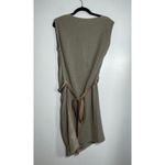 Brunello Cucinelli  Silk Draping Ruched Wool Cashmere Dress Size 10 Taupe Brown Photo 2