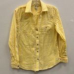 Kut From The Kloth  yellow and white gingham long sleeve roll tab top small #745 Photo 0