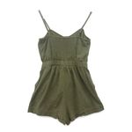 Aerie Olive Cotton Smocked Romper XS Pockets Spaghetti Straps Boho Hippie Photo 2