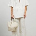 Cult Gaia Kittie Short Sleeve Tunic Top Linen Tencel Blend Off White Large L Photo 0