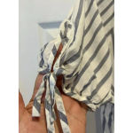 Universal Threads Universal Thread Top Women S Small Blue Striped Button Up Short Sleeve Shirt Photo 1