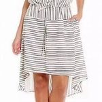H by Halston H Halston Off Shoulder Hi-Low Striped Dress Photo 0