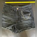 ⚠️ Clearance Black jean ripped shorts, size small with chain Photo 4
