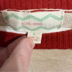 Pink Rose Red and Cream Crew Neck Sweater with Stripes Photo 2