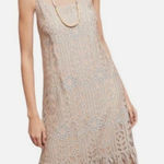 Anthropologie Eri +‎ Ali  Twilight Lace Dress Crochet Midi Silver Pink Boho Photo 0