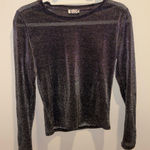 Free People  Glittery Charcoal Long Sleeve Top Photo 0