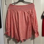 Soprano NWT  Orange Gingham Off the Shoulder Blouse Photo 1