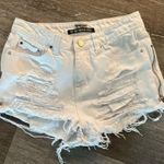 None Women Zipper Side Denim Ripped distressed white Shorts with star design pocket Photo 0