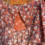 Lucky Brand  womens floral flutter sleeve back cutout boho top coral S Photo 5