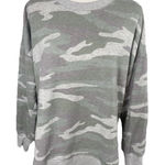 Aerie  Camo Sweatshirt Women's Medium Gray Green Side Slits Oversized Souchy Rib Photo 0