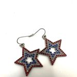 Patriotic red white and blue rhinestone star earrings Photo 1