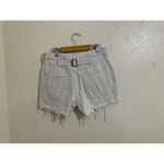 Free People We The Free Womens Shorts Cream White Cargo Button Fly Raw Hem High Rise Size 26 Photo 3