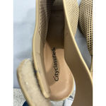 Womans City Classified Size 9 Beige Peep Toe Sling Back Vented Heel Ankle Shoes Tan Photo 6