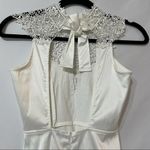 Solemio White Lace Open Back Skater Dress Womens XS Mini Sleeveless Bridal Photo 7