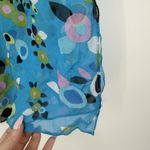 Cejon Vintage Blue Multicolor Silk Geometric Print Long Rectangle Silk Scarf Y2k Photo 3