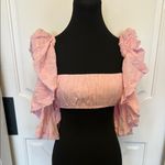 Free People Pink Ruffled Crop Top Shirt Flowy Boho Festival NWOT Photo 1