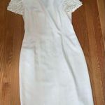 Donna Morgan  cream dress with pearl sleeve. Size 8 Photo 0