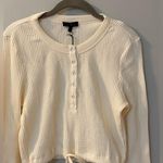 The Range  Jumbo Stark Thermal Henley is cream. Waffle knit w/ snaps size small Photo 3