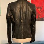 Gianni Bini  Women's M Medium Black Jacket Short Zipper Faux Leather Motto Photo 6