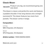 NA-KD NWT  Beige Original Blazer Oversized size XS Photo 6