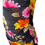 1 Piece Bright Flowers & Black Ruched Sides Padded Bra Swimsuit ~ Womens Size 14 Photo 3