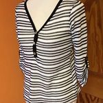 Chenault striped V Neck Beachy Sweater White Photo 5