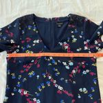 Ann Taylor  Women's Dress Small Short Sleeve Navy Floral Knee Length Photo 3
