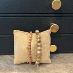 Natural Stone and Wood Beaded Bracelets Tan Photo 1