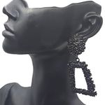 Fashion Frosted Hipster Geometric Dangle Earrings – Black Statement Jewelry NWOT Photo 3