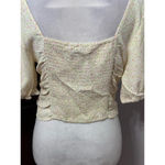 Sophie Rue Womens Blouse Off White Floral Elbow Sleeve V Neck Smocked Boho L New Photo 5