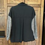 None Denim Shacket in Black with Cheetah Leopard Pockets and Arms | small Photo 6