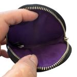 Coach  Black Purple Round Coin Case Posey Print Wallet 66673 Photo 2