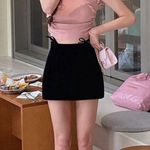 ZARA Black velvet mini Aline skort with bow tie details and heart patch Photo 1