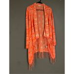 Blu Pepper Neon Coral Knit Aztec Fringe Cardigan Size Medium Photo 1